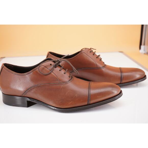 To Boot New York Forley Men's Brown Leather Cap Toe Oxfords SZ 9 D $395 lace - Picture 8 of 10